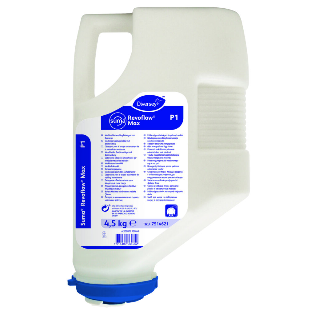 SUMA Revoflow Max P1 – praškasti deterdžent za mašinsko pranje posuđa u mekoj vodi (4,5 kg)