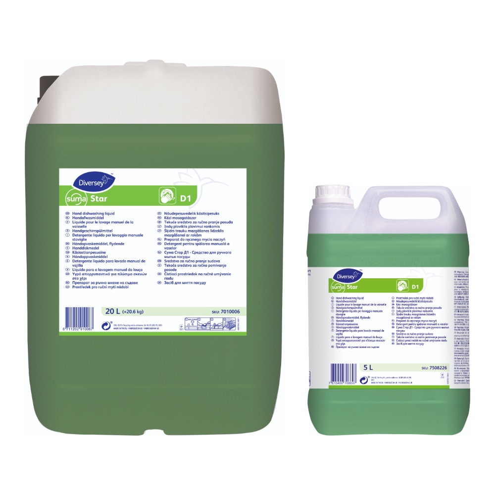 SUMA Star D1 – deterdžent za ručno pranje sudova (20L i 5L)