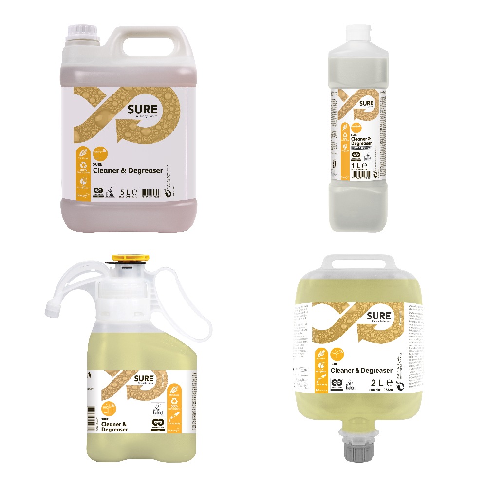 SURE Cleaner & Degreaser – kanister 5 L, boca 1 L, SmartDose 1,4 L i Divermite 2 L