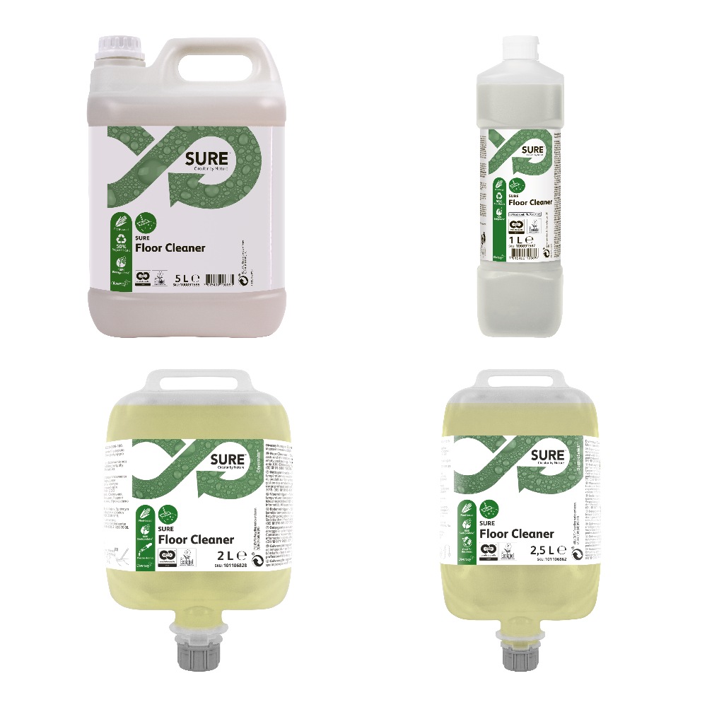 SURE Floor Cleaner – kanister 5 L, boca 1 L, Divermite 2 L i QuattroSelect 2,5 L