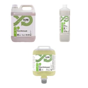 SURE Hand Dishwash – kanister 5 L, boca 1 L i Divermite kesa 2 L