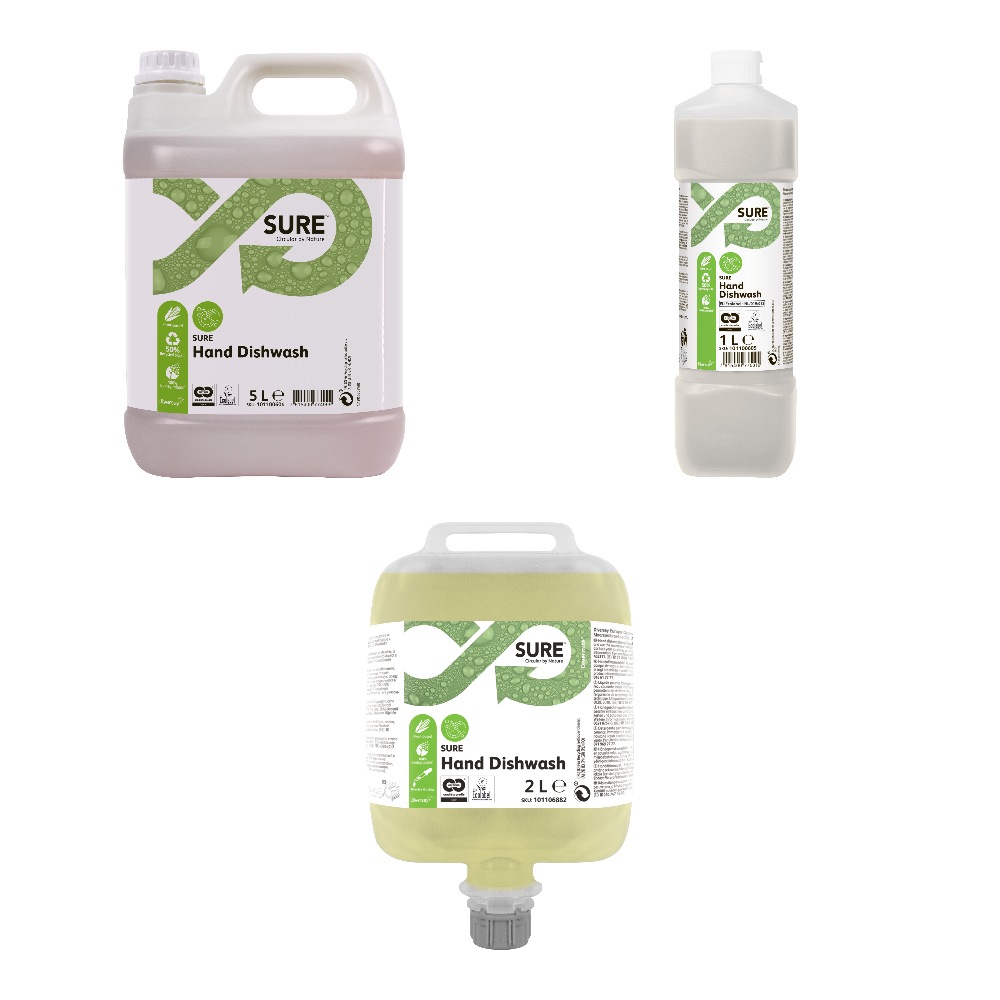 SURE Hand Dishwash – kanister 5 L, boca 1 L i Divermite kesa 2 L