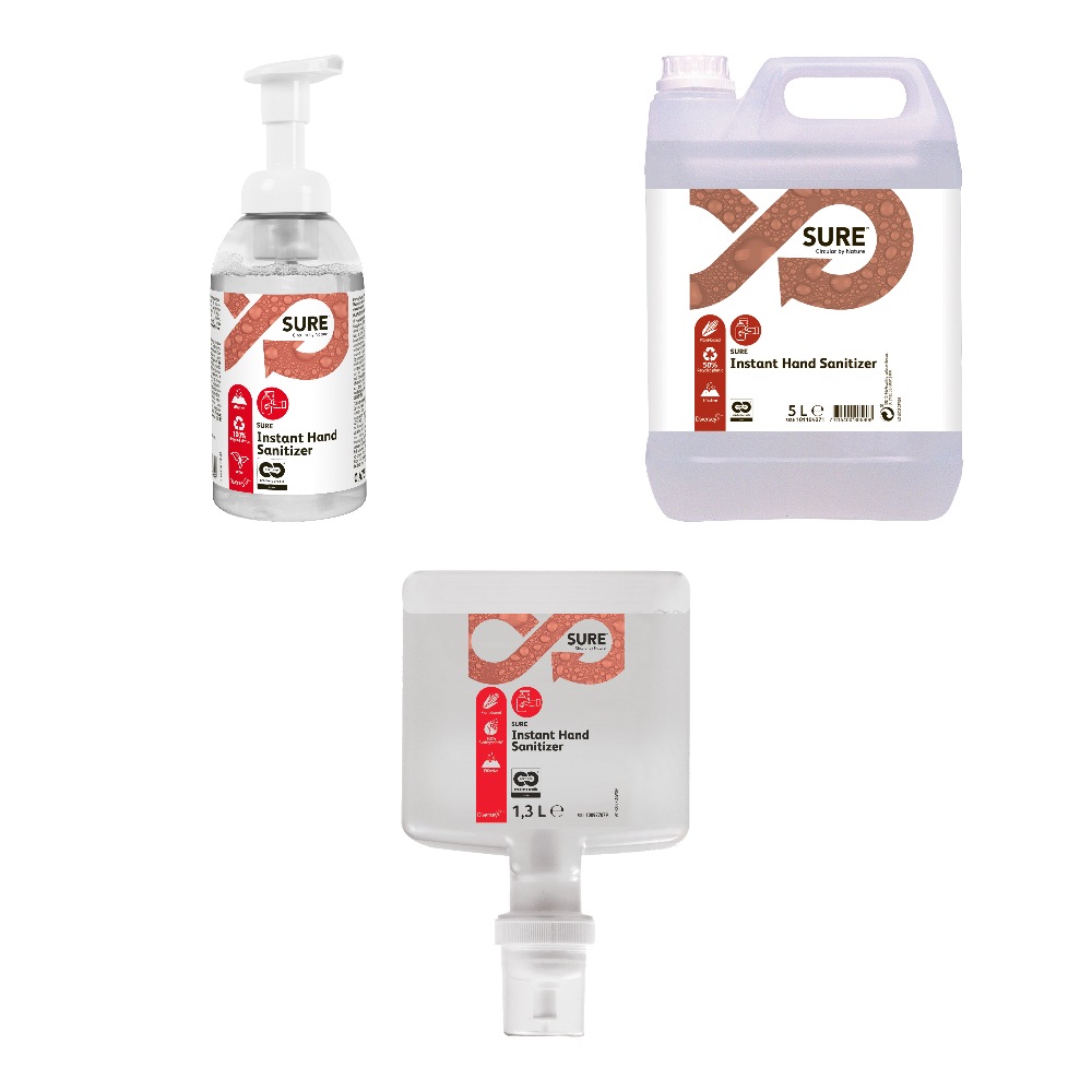 SURE Instant Hand Sanitizer – pumpica 0,475 L, kanister 5 L i IntelliCare kertridž 1,3 L