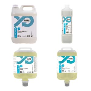 SURE Interior & Surface Cleaner – kanister 5 L, boca 1 L, Divermite 2 L i QuattroSelect 2,5 L