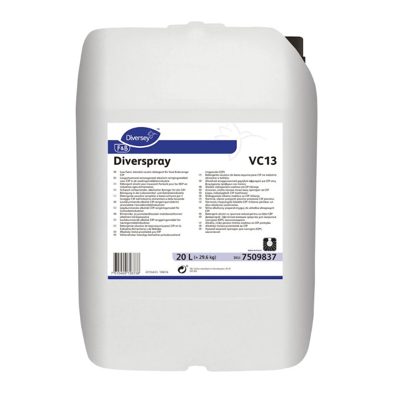 Diversey Diverspray VC13 niskopjeneći alkalni CIP deterdžent za prehrambenu industriju, 20 L