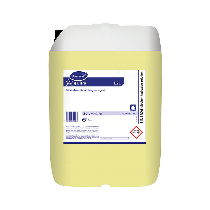 Diversey SUMA Ultra L2 alkalni tečni deterdžent za mašinsko pranje posuđa u mekoj vodi, 20 L