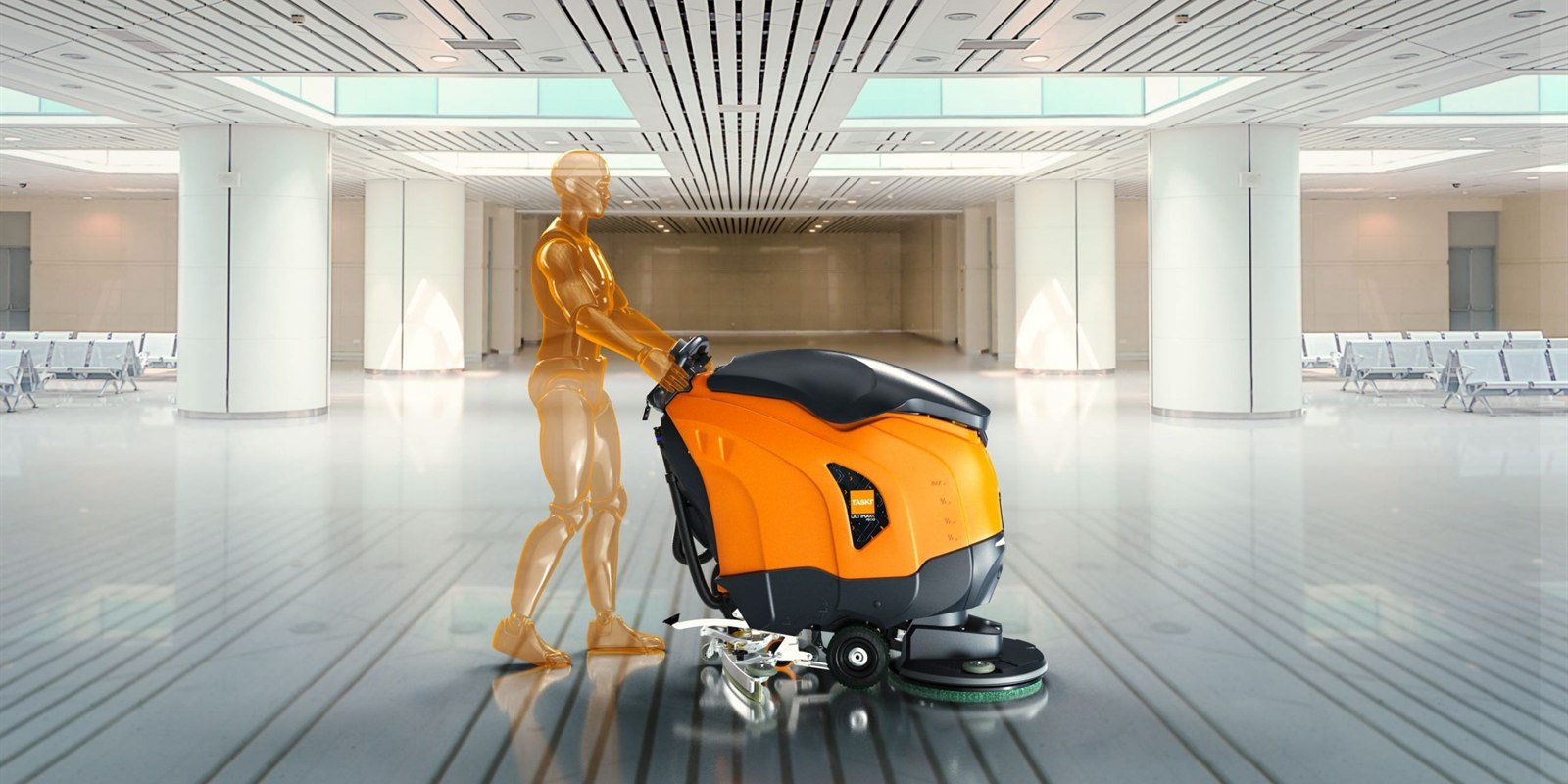 TASKI ULTIMAXX 1900 mašina za pranje podova u hali aerodroma